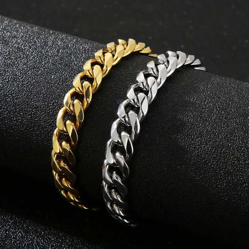 foreign trade supply one piece dropshipping simple fashion in europe and america 11mm cut titanium steel men's bracelet