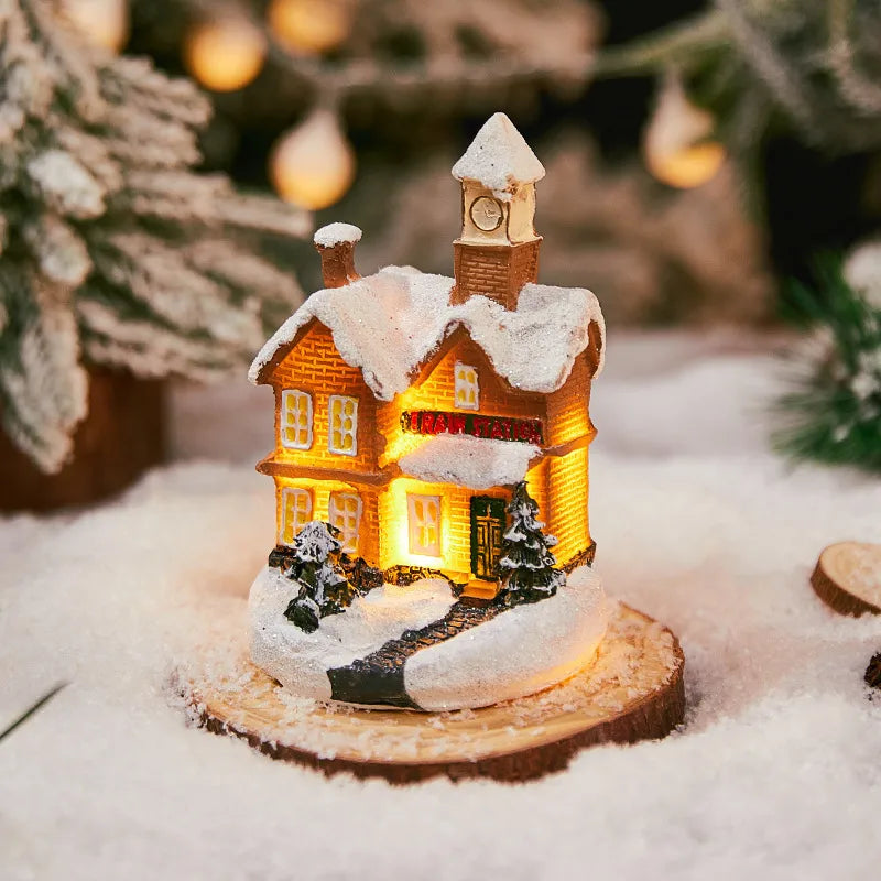 Christmas Vintage Style House Resin Daily Festival Ornaments