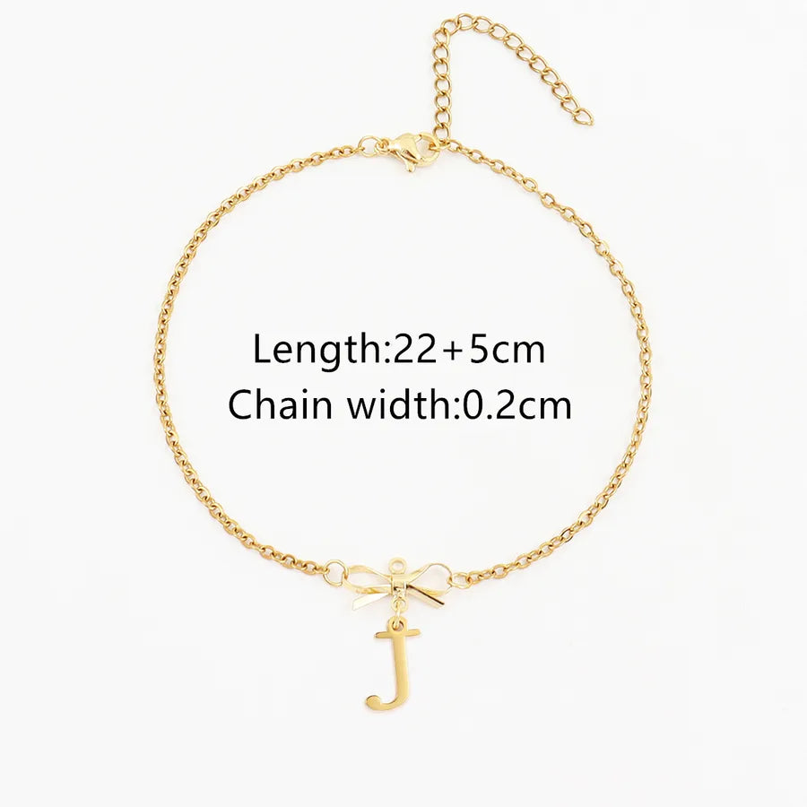 Wholesale Jewelry Elegant Simple Style Classic Style Letter Bow Knot 201 Stainless Steel 304 Stainless Steel Copper Anklet