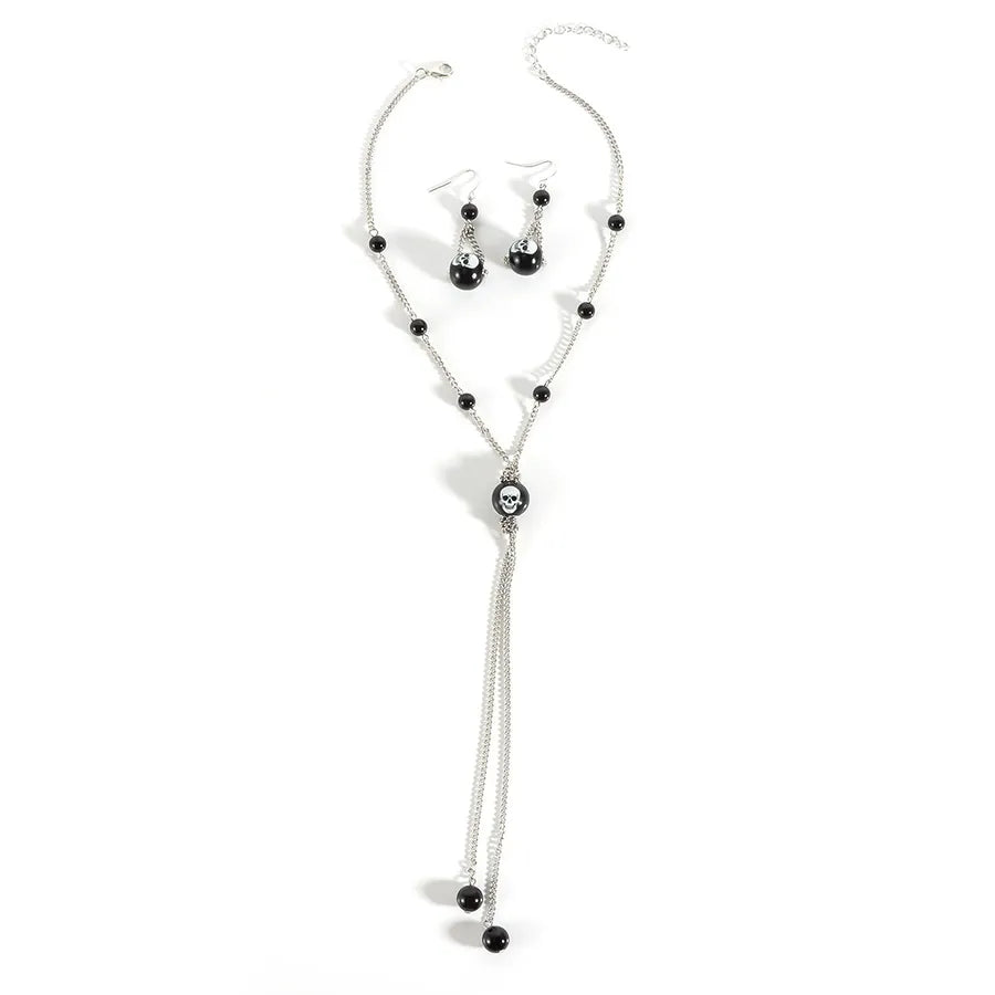 Halloween Long Tassel Earrings Pendant Simple Bat Skull Necklace Geometric Pattern Personalized Women's Jewelry Accessory