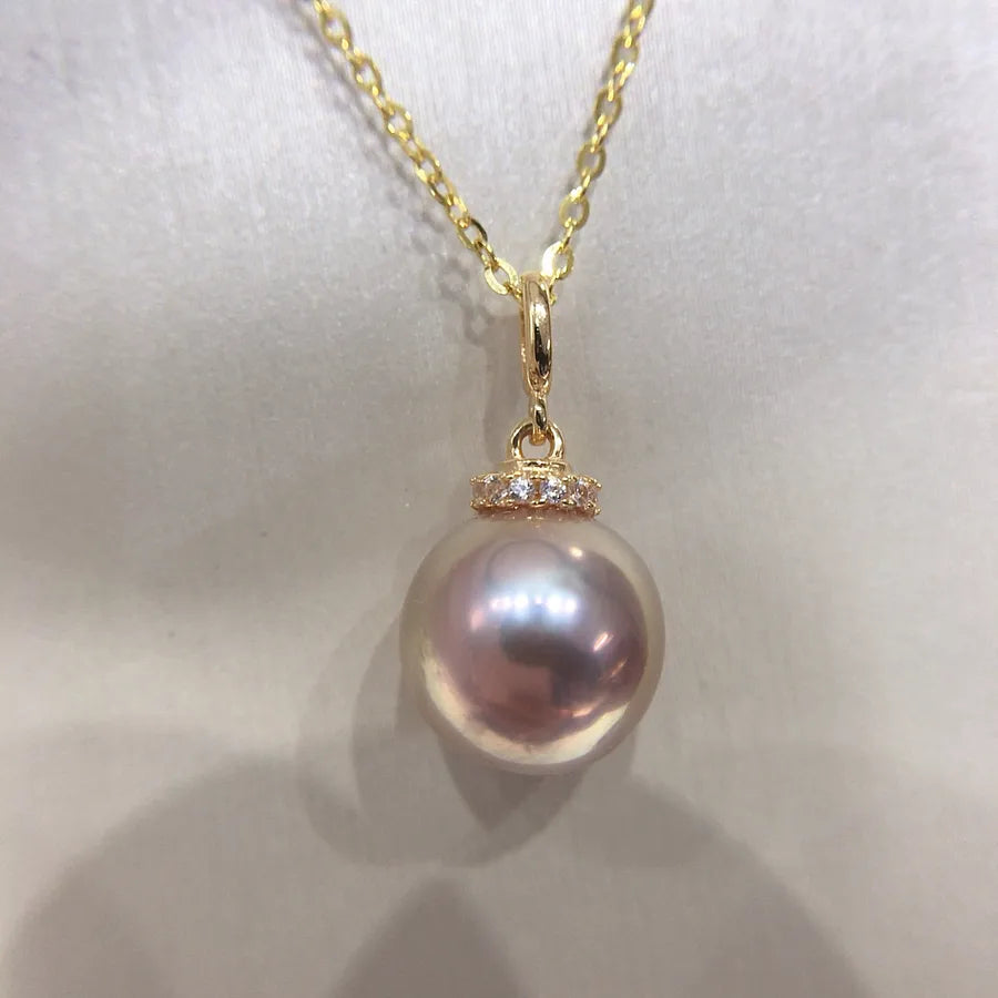 Diana Natural Freshwater Pearl Pendant Highlight Round and Immaculate Princess S925 Sterling Silver Pearl Necklace Clavicle Chain
