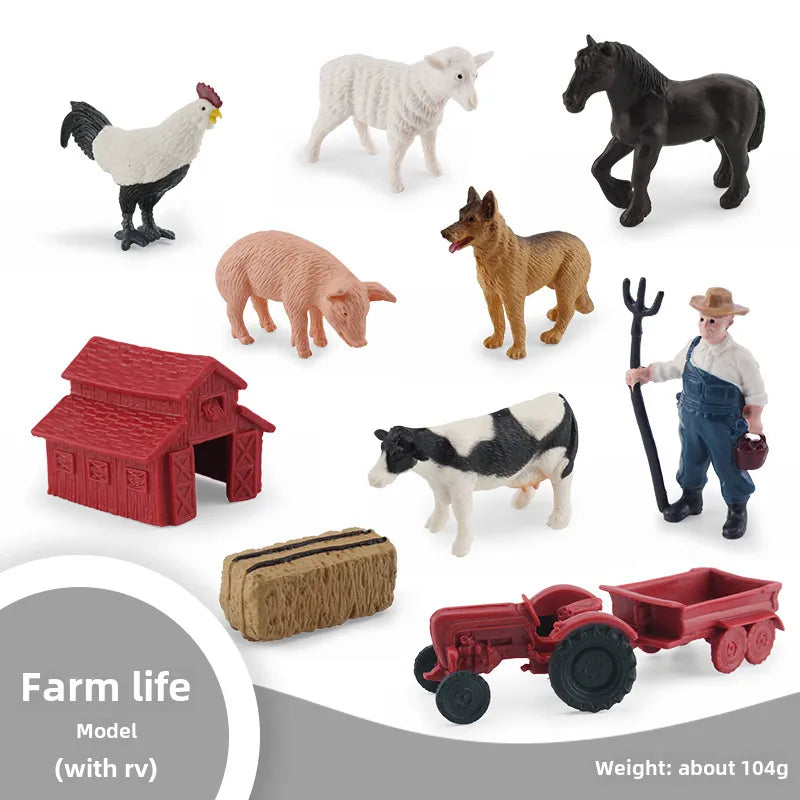 simulation mini farm poultry chicken duck goose cow gold small animal miniature model sand table ornaments wholesale