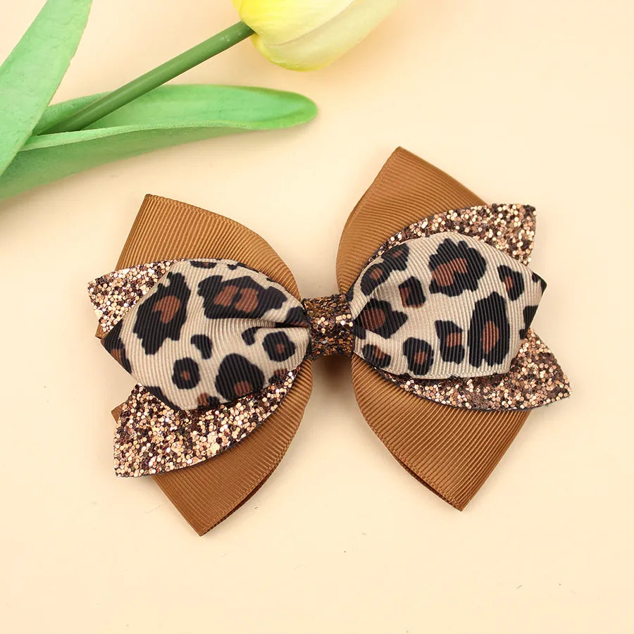 Europe and the United States new double-layer children's glitter film bow hair accessories girls hair clips cute girls hair accessories