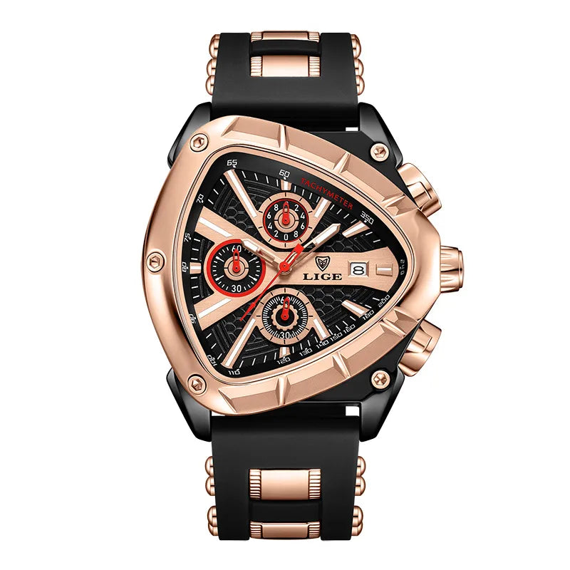 LIGE/LIGE  new personalized polygon men's multi-waterproof luminous calendar watch