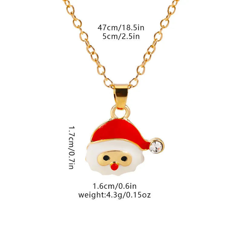 Christmas Elements Deer Santa Claus Alloy Pendant Necklace Christmas Socks Drop Oil Bell Pendant Best Friend Jewelry