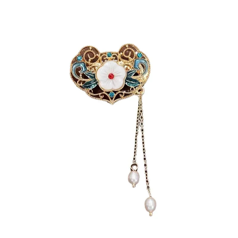 Green Chinese Style Brooch Pin Vintage High-End Tassel Creative Versatile Hanfu Cheongsam Embroidery Zinc Alloy Jewelry Accessory
