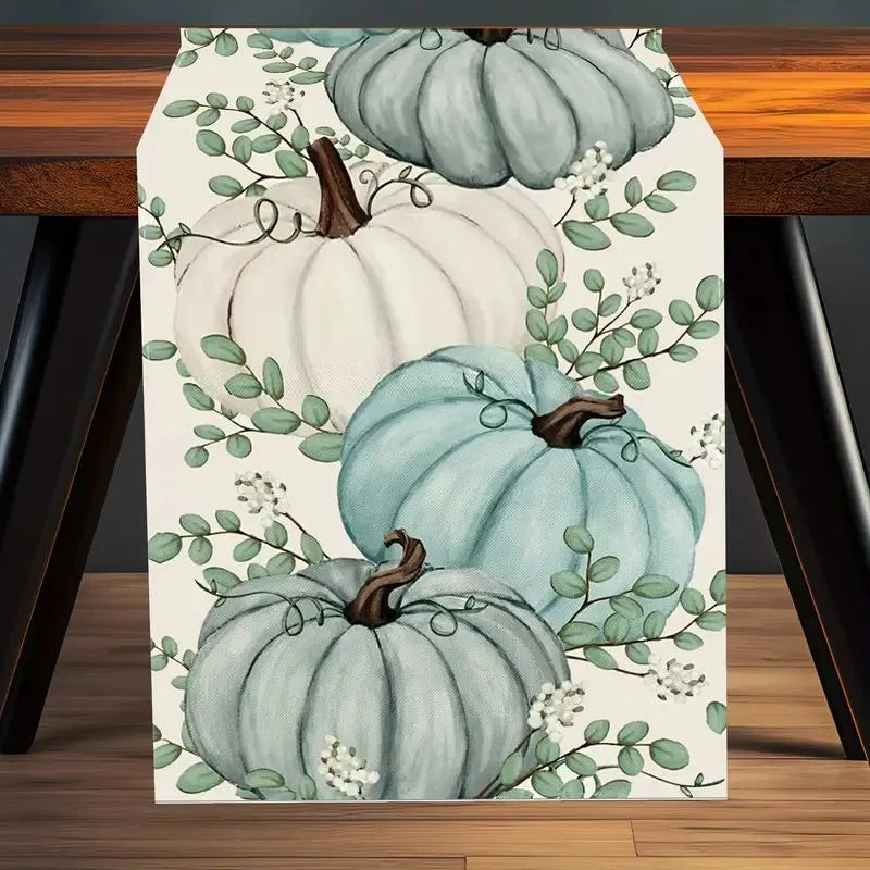 Halloween Thanksgiving Cute Pumpkin Lattice Polyester Table Runner