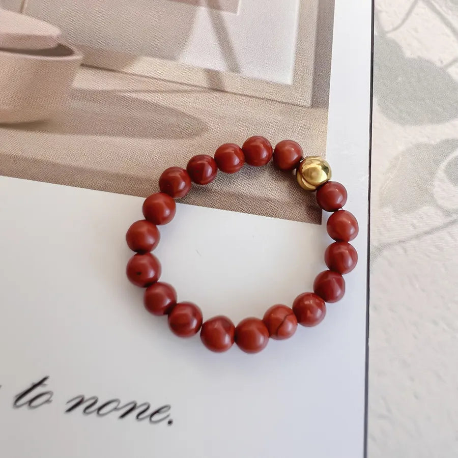 simple style color block natural stone beaded rings
