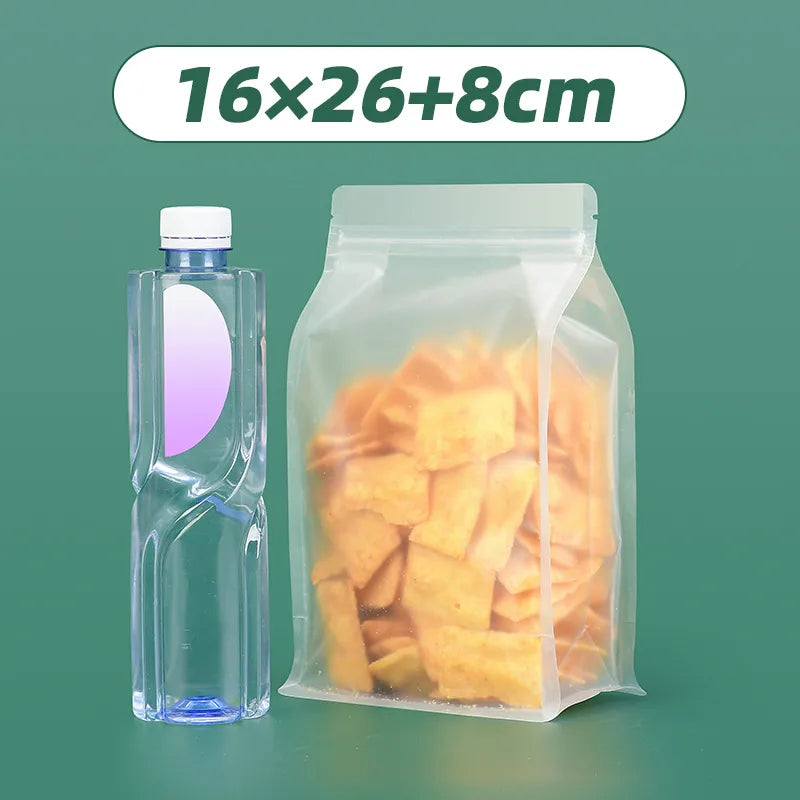 Thickened frosted transparent self-supporting packaging bag candy scented tea rice self-sealing bag cat food bait eight-sided sealing bag wholesale