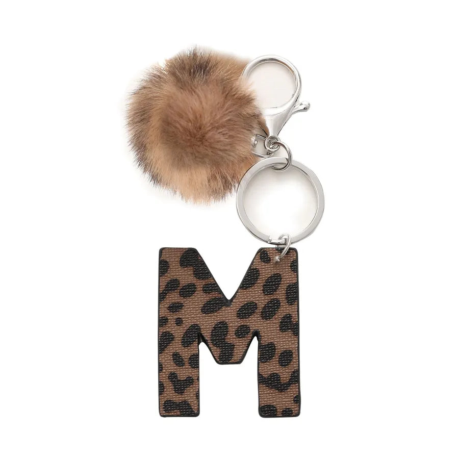 retro leopard pu leather bag pendant keychain