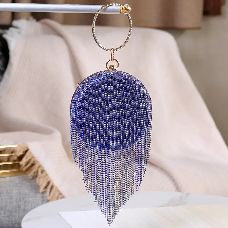 Cloth Solid Color Tassel Round Evening Bags