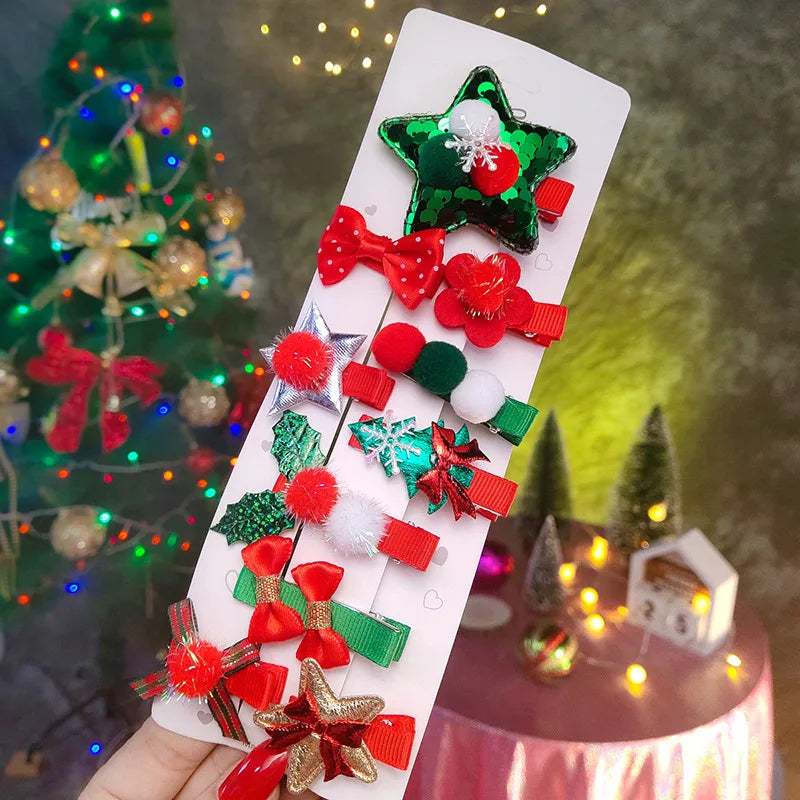 Christmas Christmas Bow Knot Cloth Metal Party Hairpin