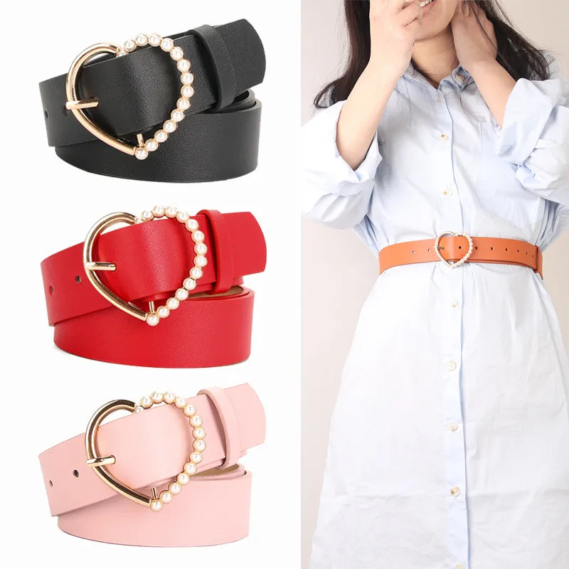 Simple Style Solid Color Imitation Leather Alloy Women's Leather Belts