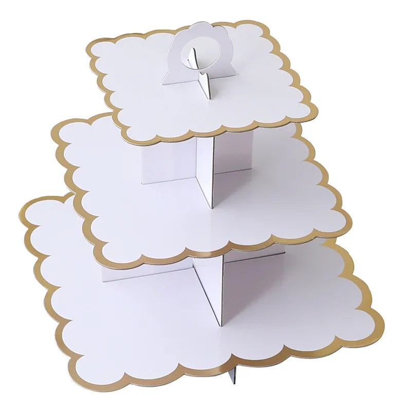 birthday solid color paper party cake stand 1 piece