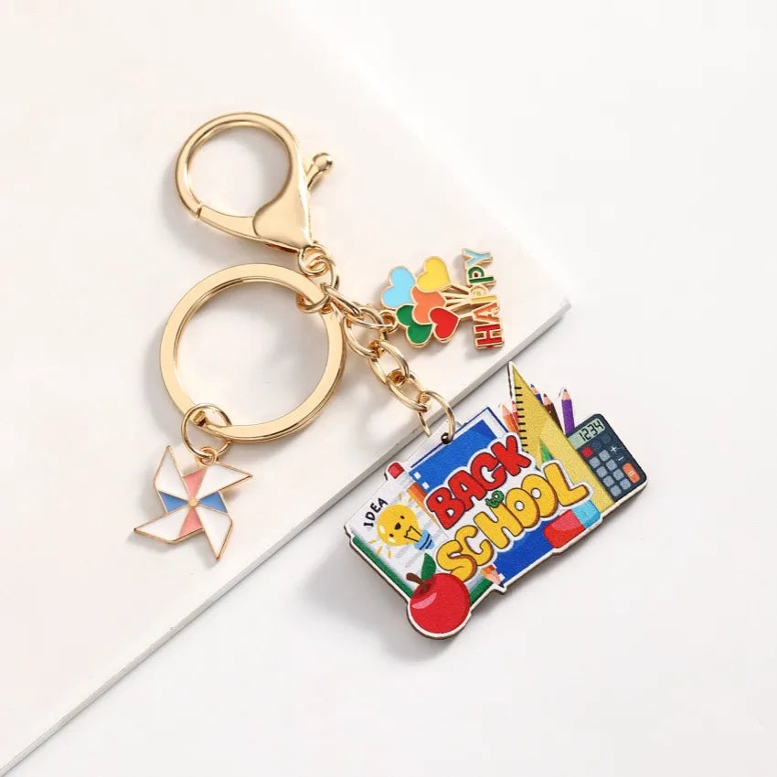 Cute Letter Heart Shape Windmill Wood Unisex Keychain