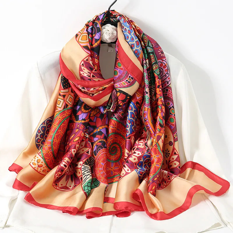 women's lady flower cloud brocade printing scarf
