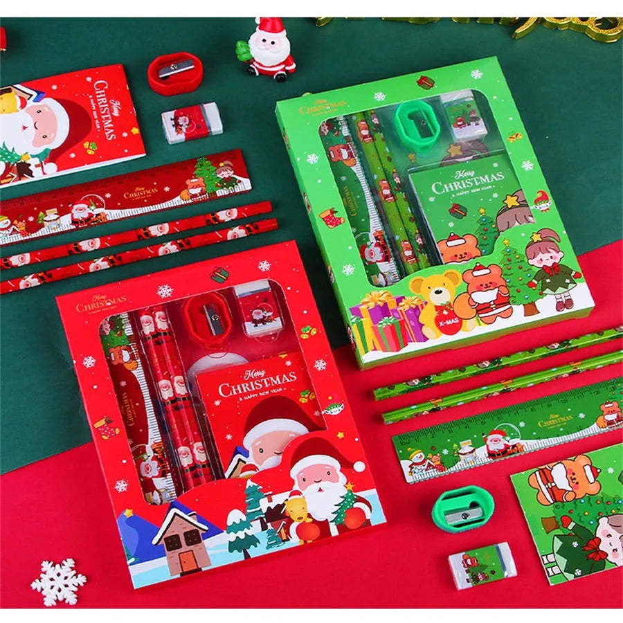 1 Set Cartoon School Christmas Wood Preppy Style Pencil