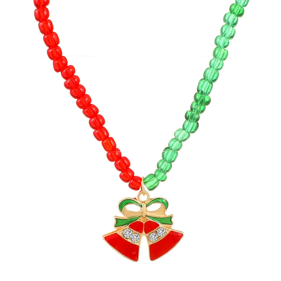 Handmade Beaded Necklace New Red Rice Bead Bracelet Lockbone Chain Ethnic Style Pendant Women's Simple Geometric Pattern Alloy