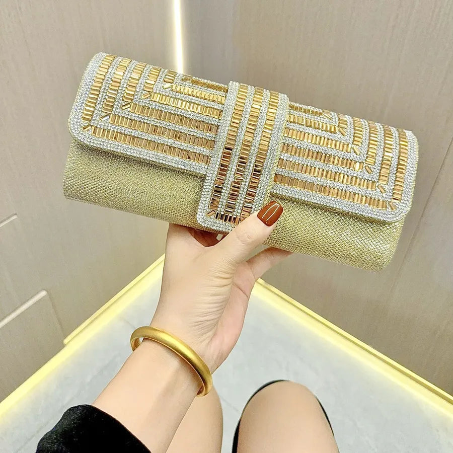 New  rhinestone bag flash women's clutch chain shoulder crossbody dinner dress bag bridal banquet bag