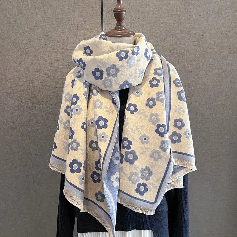 Unisex Basic Color Block Flower Acrylic Scarf