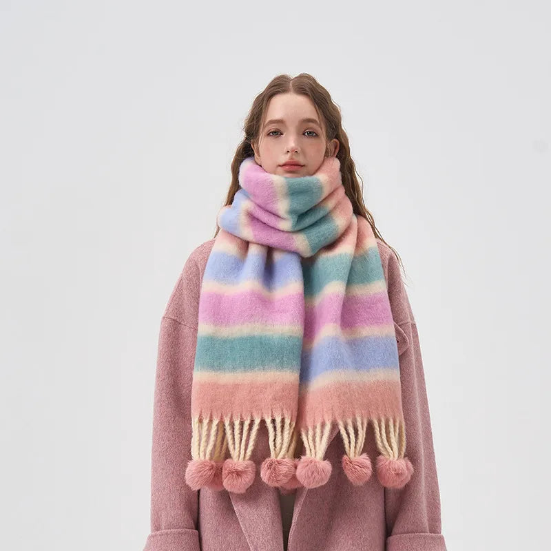 women's sweet color block acrylic scarf