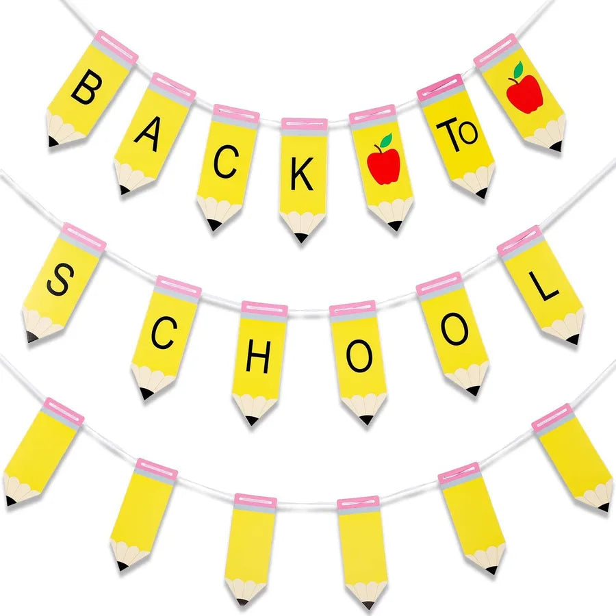 back to school fruit paper party flag