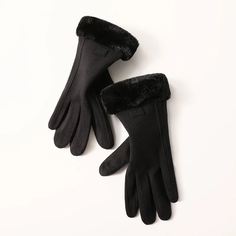 women's fashion solid color velvet polyester gloves 1 pair