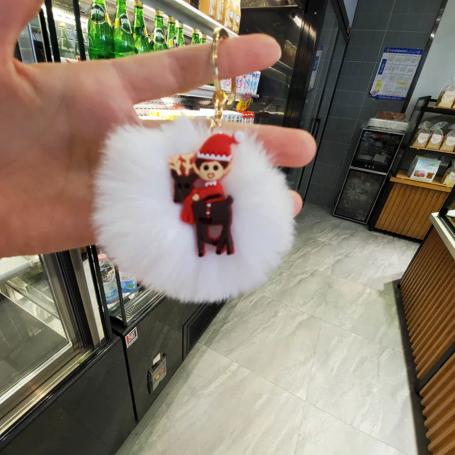 creative three-dimensional christmas fur ball bag pendant keychain
