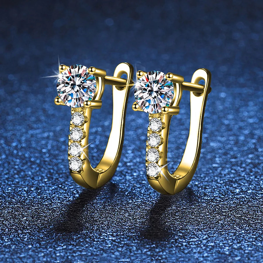 1.0ct Moissanite 925 Sterling Silver Drop Earrings Earrings GRA Certificate Round Brilliant Cut Geometric 18K Gold Plated Drop Earrings Earrings