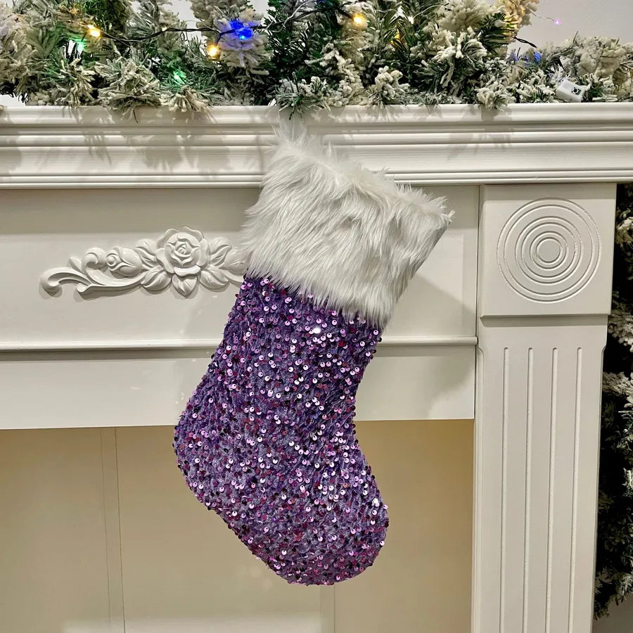 Christmas Cute Sequins Solid Color Party Gift Bags