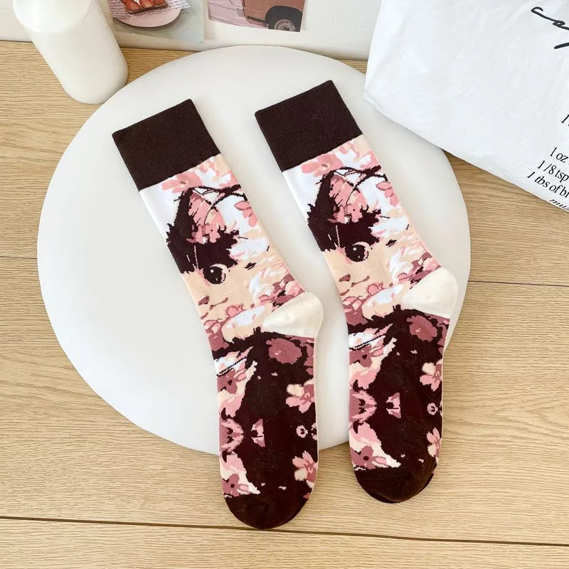 A Pair Cute Women's Animal Cotton Crew Socks
