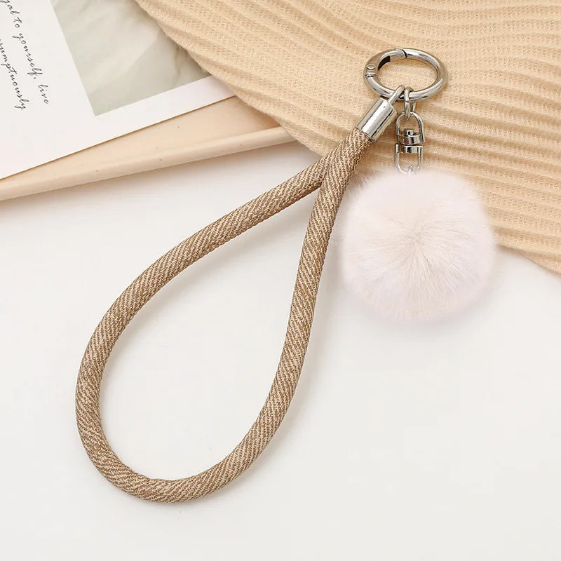 Basic Solid Color Plush Keychain