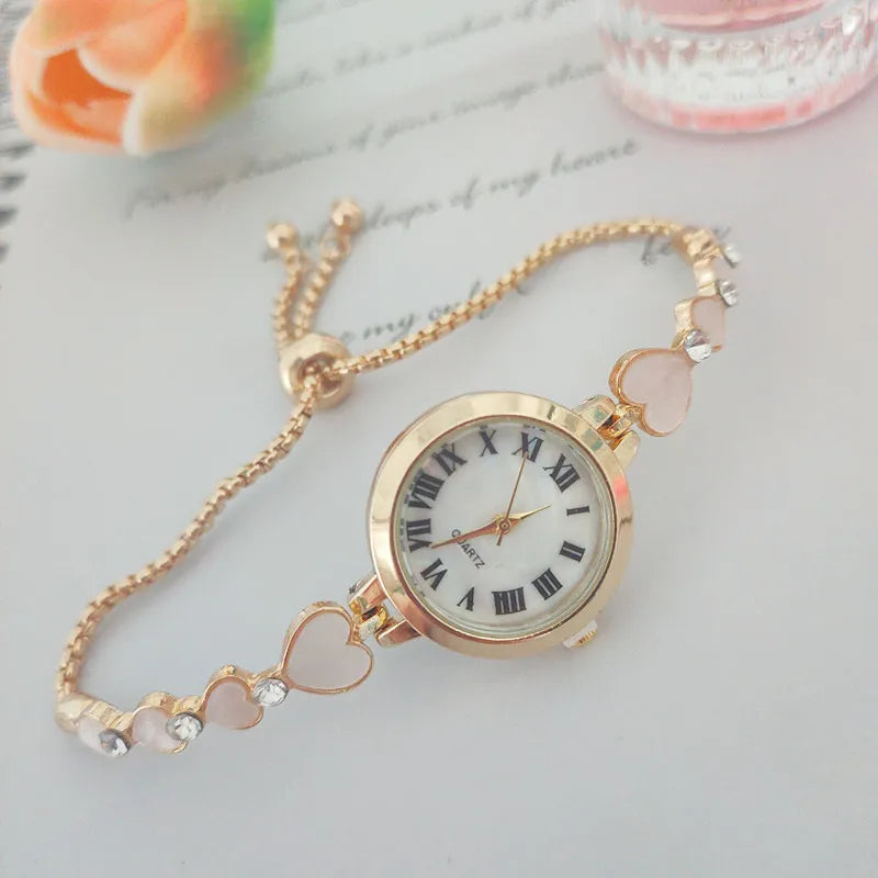explosions fashion thin with diamond love ladies watch pull rope free adjustment heart bracelet watch wholesale