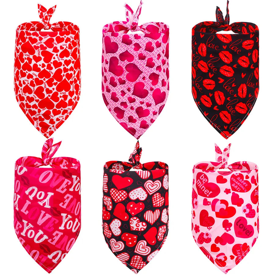 cute sweet polyester valentine's day heart shape pet scarf