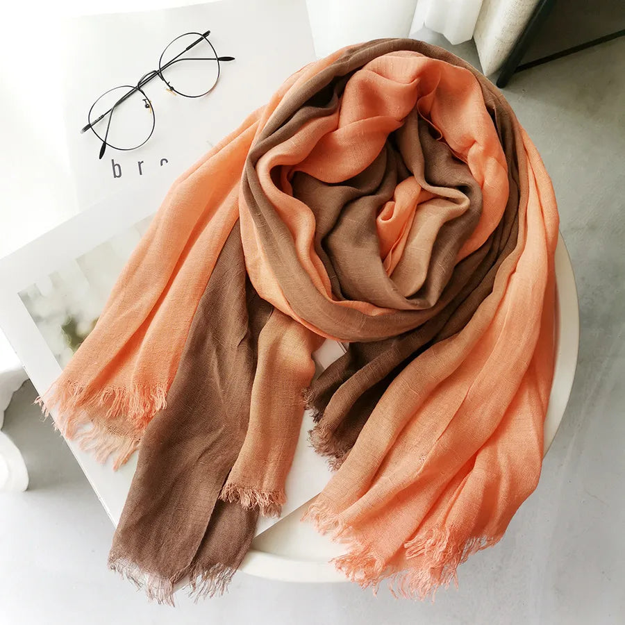 women's elegant gradient color cotton scarves & gloves