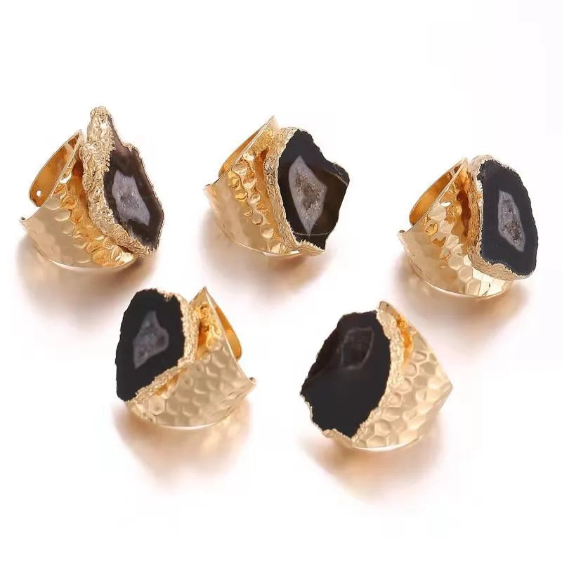 classic style commute color block agate artificial gemstones rings in bulk