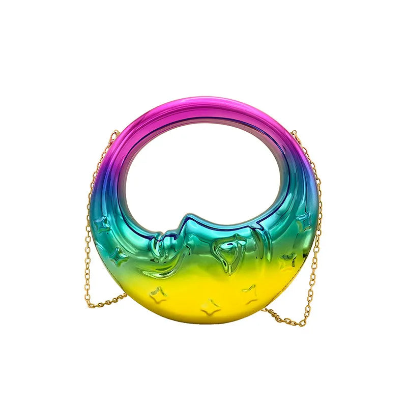 Gold Silver colour Arylic Moon Solid Color Dumpling Shape Evening Bags