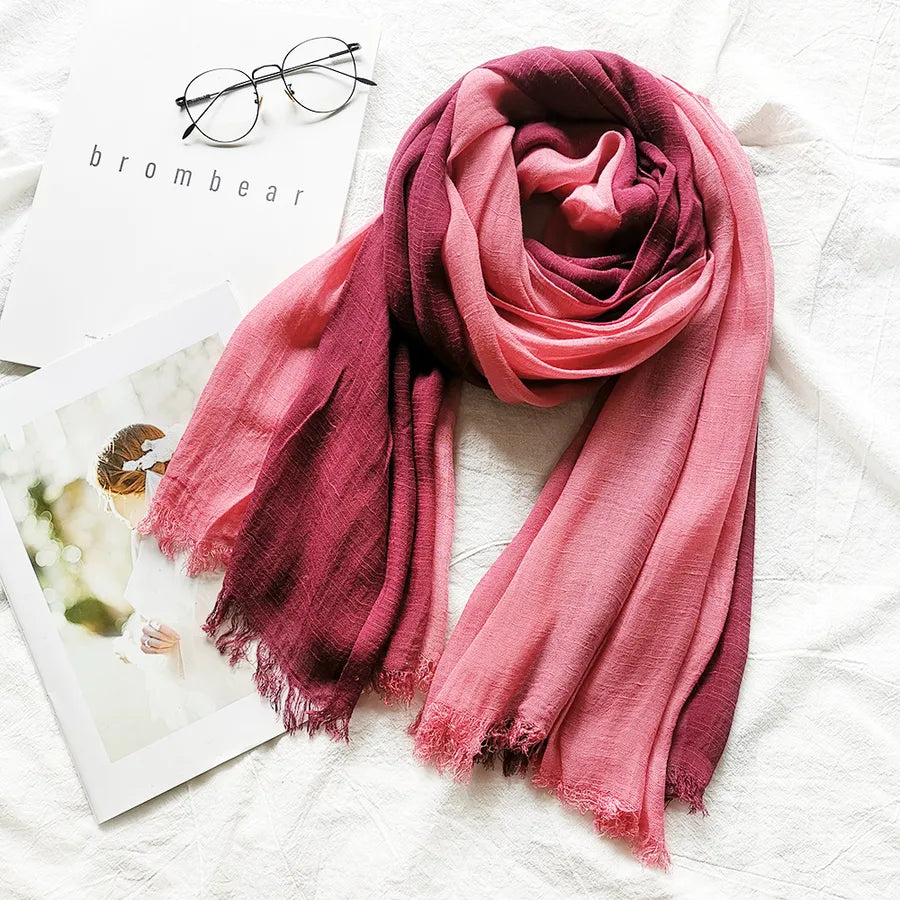 women's elegant gradient color cotton scarves & gloves