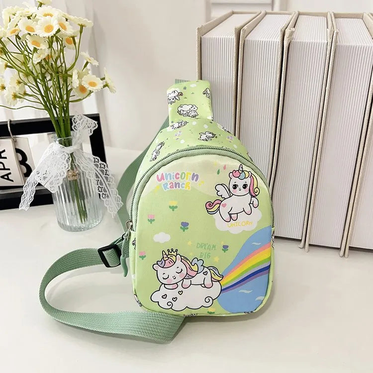 Girl'S Nylon Cartoon  Cute Oval Zipper Fanny Pack
