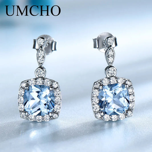 1 Pair 925 Sterling Silver Round Rhodium Plated Drop Earrings