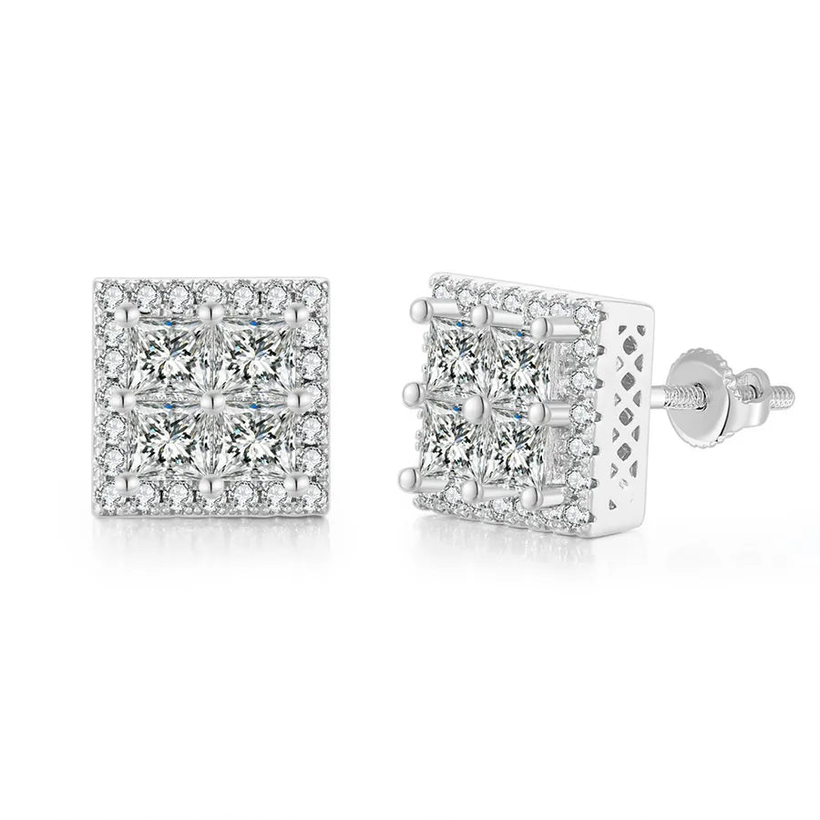 1 Pair Hip-Hop Round Square Heart Shape Plating Inlay Copper Zircon White Gold Plated Gold Plated Ear Studs