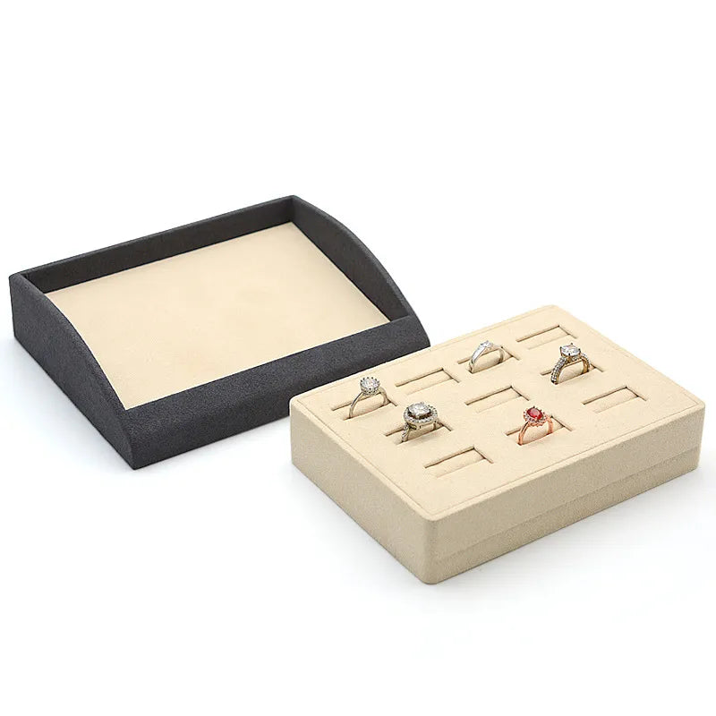 Jewelry Display Tray Counter Ring Necklace Pendants Earring Storage Plate High-End Feelings Super Fiber Material Jewelry Stand