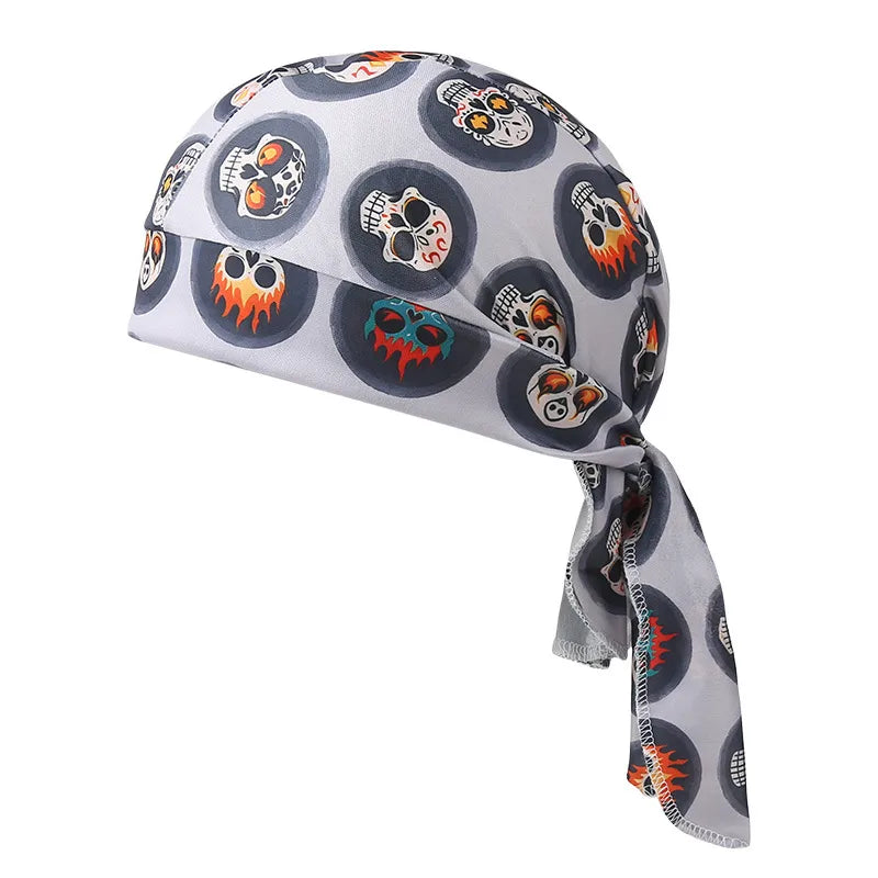 Fashionable Pirate Hat Headscarf Combo For Outdoor Sports And Halloween Party Unique Asymmetric Satin Design Chinese Style Hip Hop