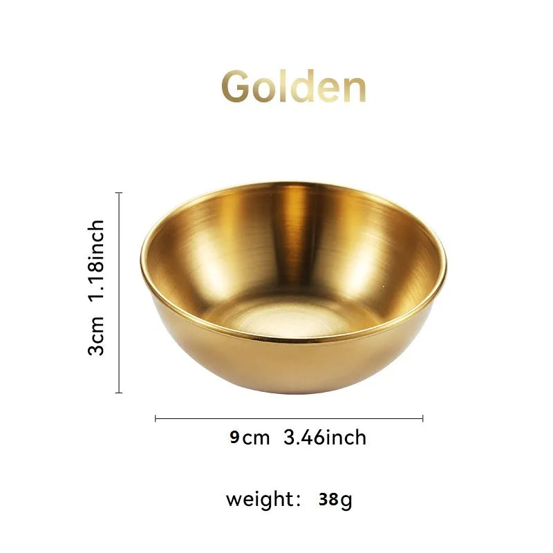 Large Stainless Steel Plate Golden Sauce Seasoning Plate 8-piece Set Household Restaurant Soy Sauce Plate 4-piece Set Dipping Sauce Plate