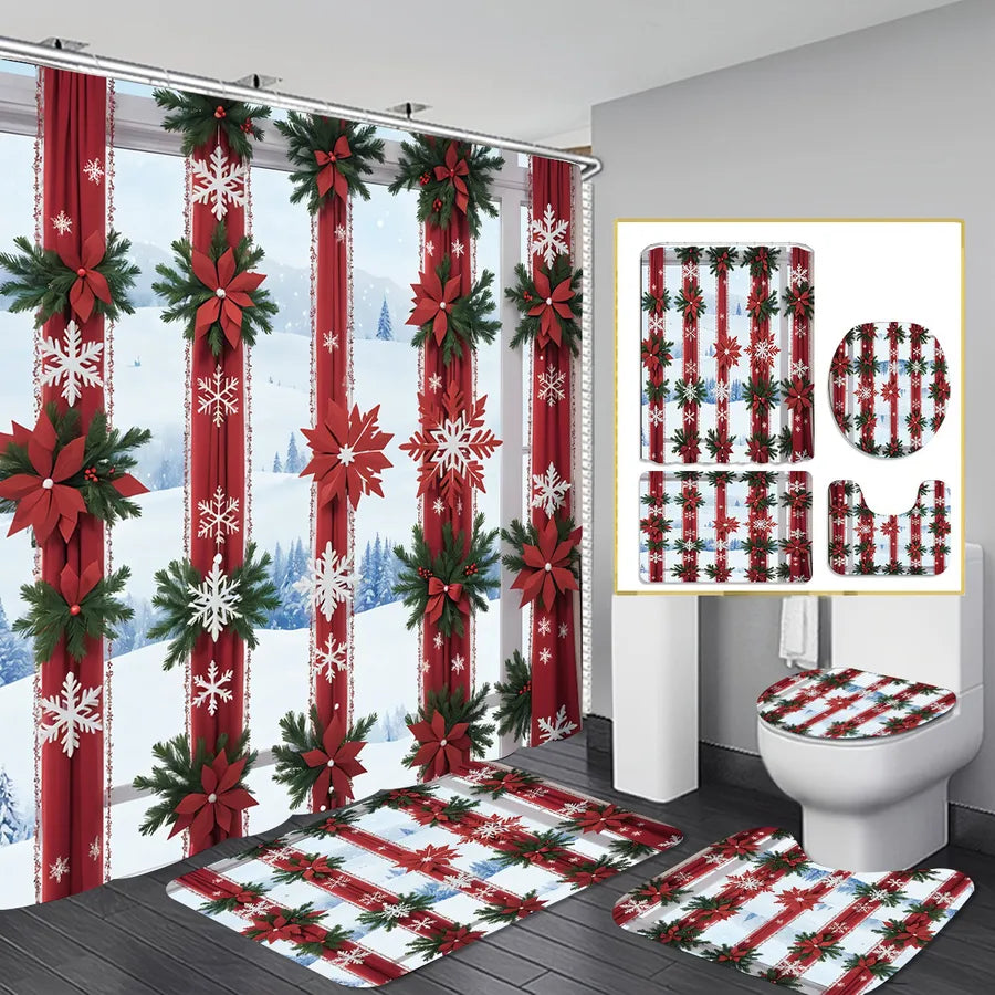 Pastoral Peacock Butterfly Snowflake Polyester Floor Mat Shower Curtain Window Accessories