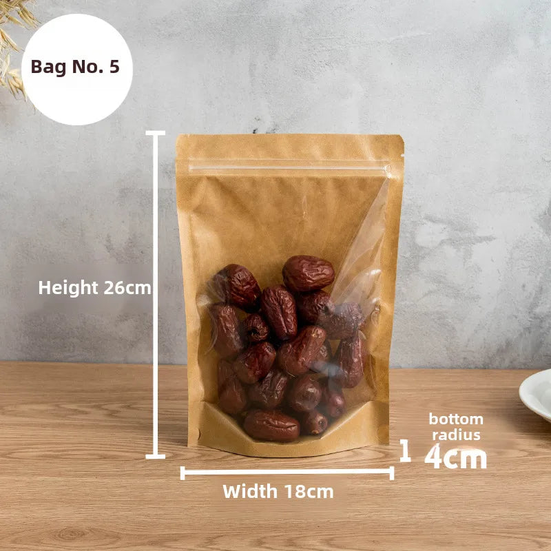 Yin and Yang Kraft Paper Self-sealing Bag Window Translucent Bag Tea Nut Food Packaging Bag Yin and Yang Self-sealing Bag