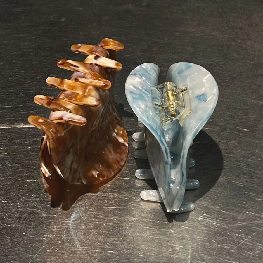 Acetate Hair Claw Clip New Style Creamy Candy Colored Half Round Shark Fin Texture Stripe Design Simple Elegant Hair Accessories