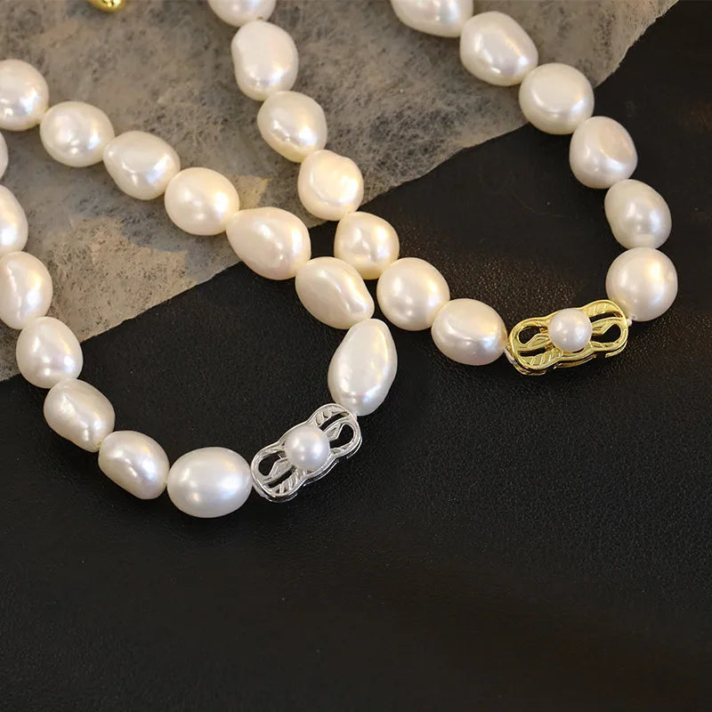 925 Sterling Silver Freshwater Pearl Beaded Chain Bracelets Classic Style