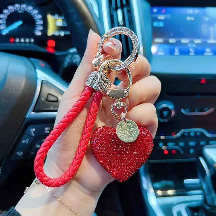 Sweet Simple Style Letter Heart Shape Alloy Inlay Rhinestones Bag Pendant Keychain