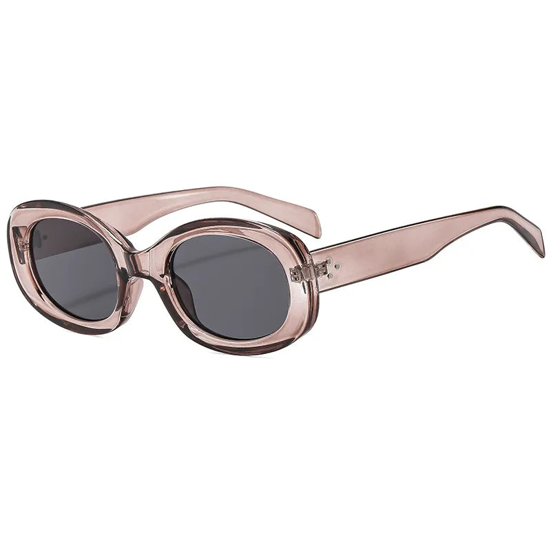 retro solid color ac oval frame full frame men's sunglasses
